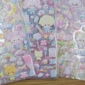 New Designs Puffy 3D Bubble Stickers for Scrapbooking DIY / Deco Stickers  Cute Kawaii Characters / Cat Rabbit Whale Food Stickers 