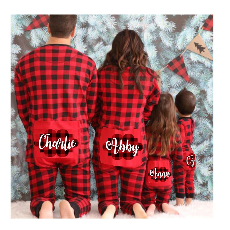 Family Matching Christmas Pajamas Onesie with Custom Butt | Etsy