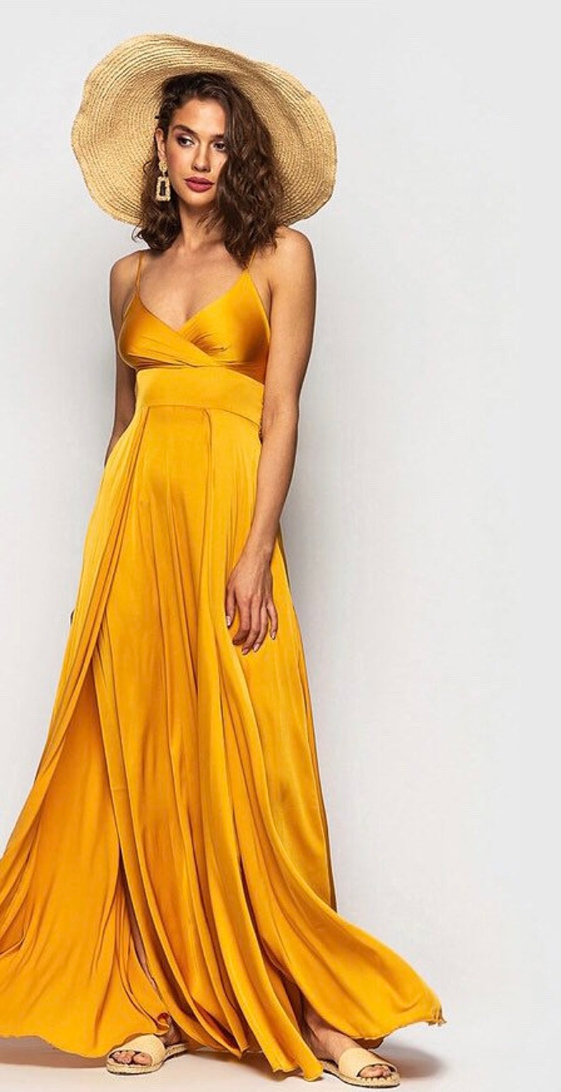 Silk dress mustard Amazing Dress Cocktail dress Prom dress Etsy