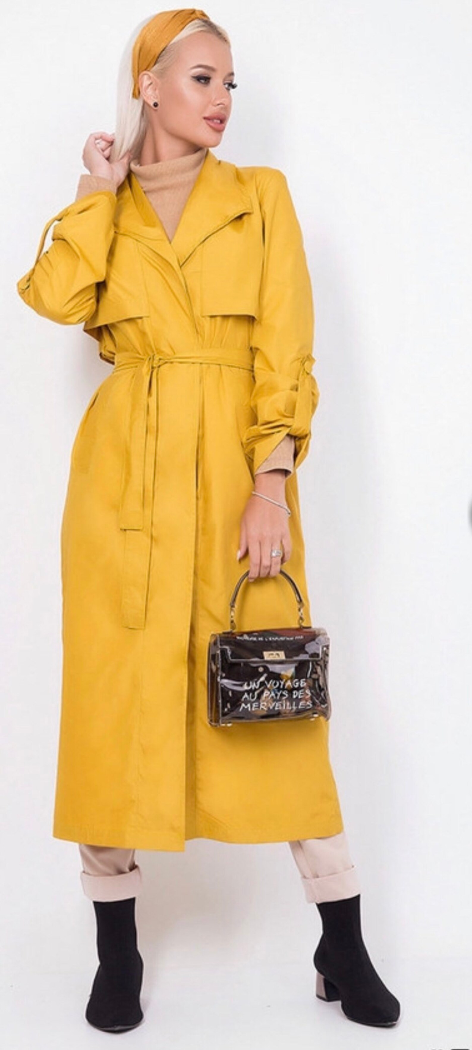 Yellow Coat Women Trench Yellow Trench Long Tranch Classic Etsy