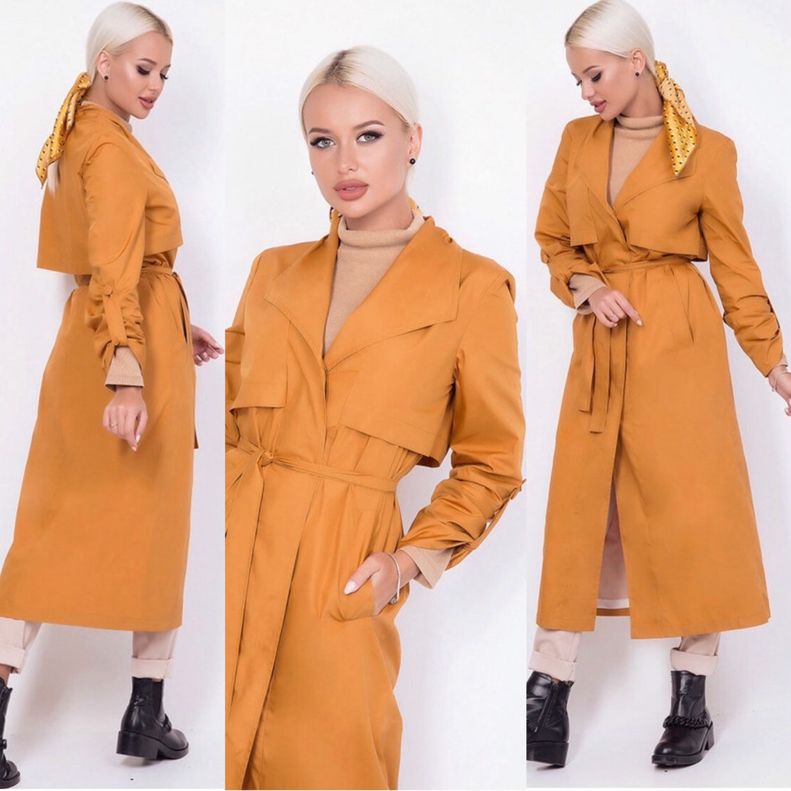 Mustard Coat Women Trench Mustard Trench Long Tranch Etsy