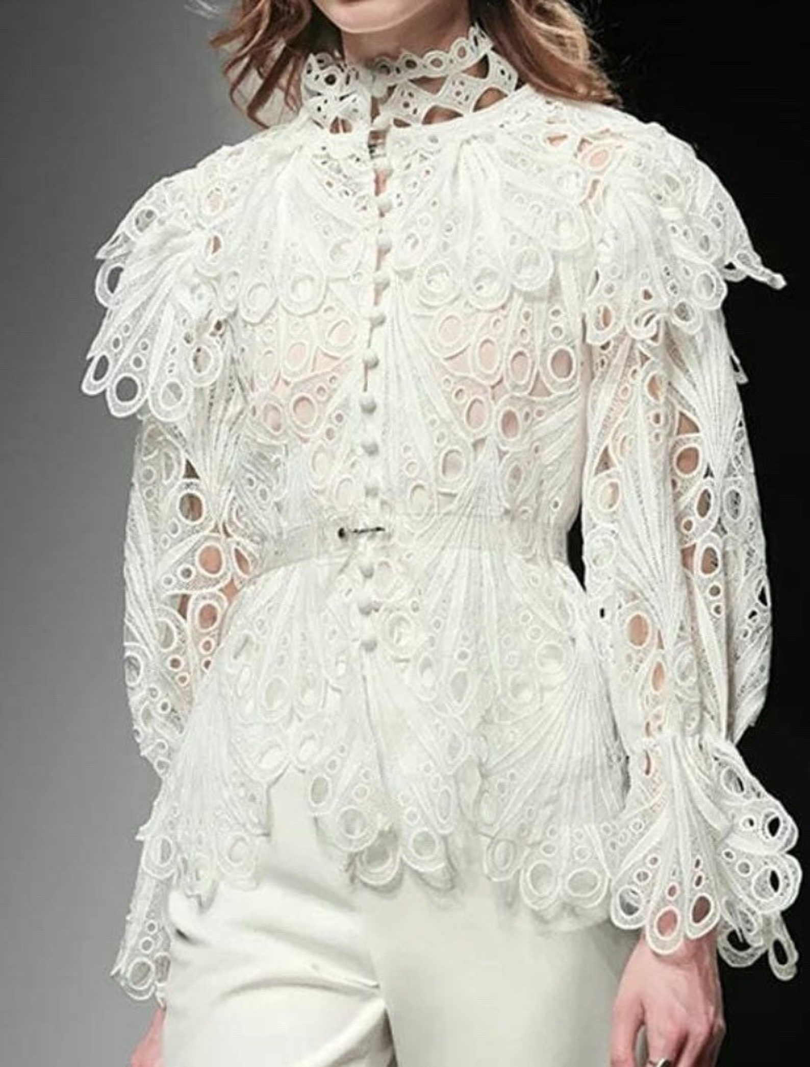 White lace Blouse cotton blouse lace blouse Cotton | Etsy