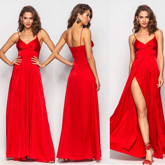 red formal cocktail dress