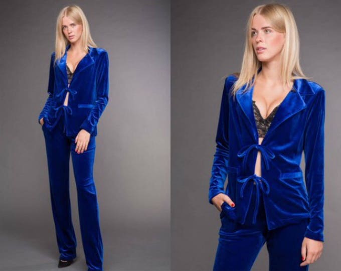 blue velvet pantsuit