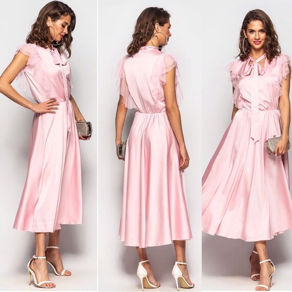 blush pink silk dress