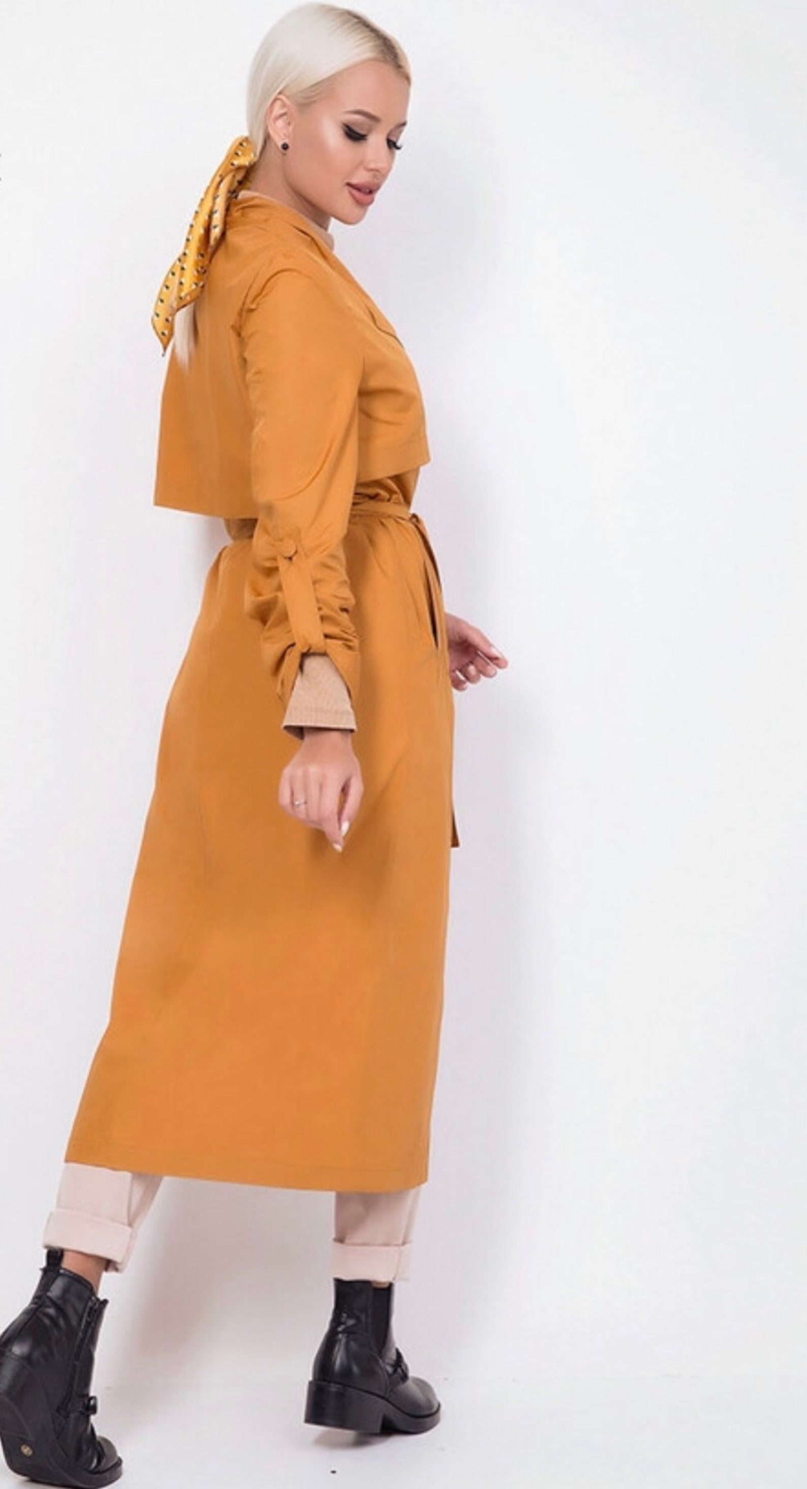 Mustard Coat Women Trench Mustard Trench Long Tranch Etsy