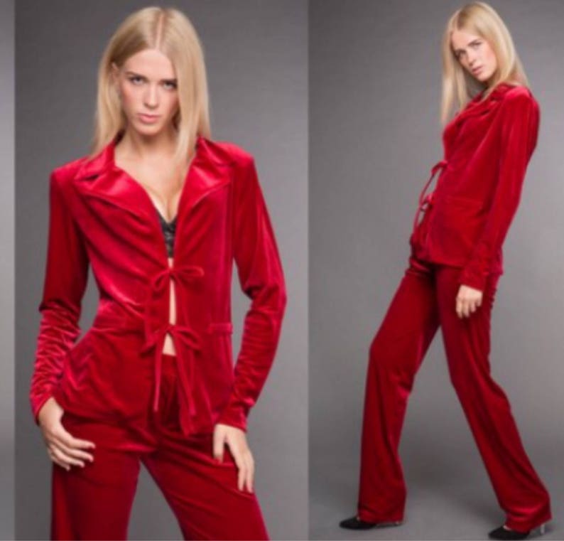 Red velvet suit Red Velvet Pants Red Velvet Jacket Ladies Etsy