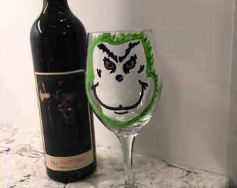 Grinch wine glass
