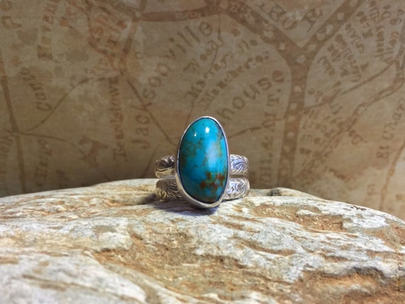 Items similar to Handcrafted Turquoise and Sterling Silver Ring/Great ...