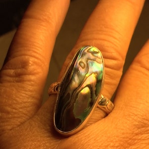 Handgemaakte Abalone Ring./Unieke Handgemaakte Abalone Sterling Silver Statement Ring./Solitare Abalone Ring / Gift voor haar / gratis verzending in de VS