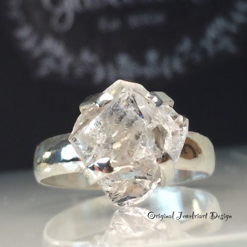 Raw Herkimer Diamond Ring/Gorgeous Rough Uncut Herkimer shops Diamond Silver Ring./ Healing Crystal Ring/Free US Shipping.