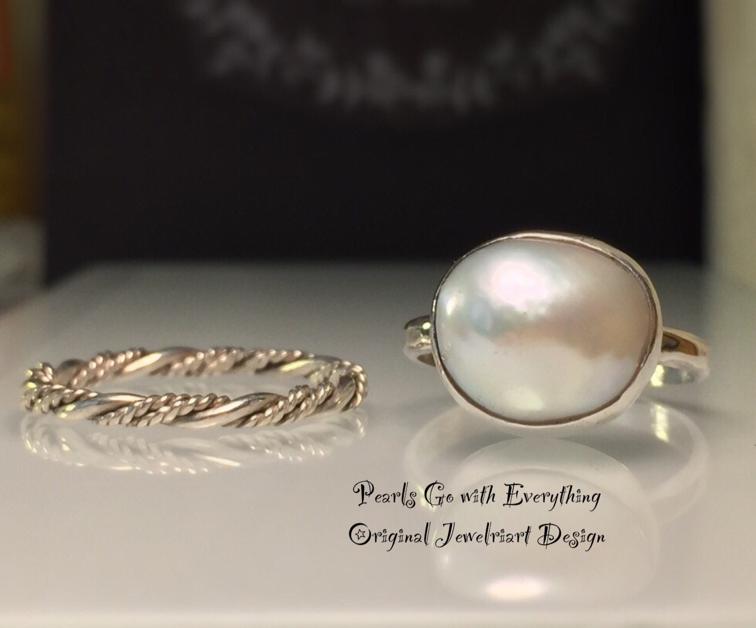 Pearl Ring/handmade Pearl and Sterling Silver Statement Ring Pearl Ring/handmade Pearl and Sterling Silver Statement Ring