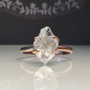 Raw Rose Gold Herkimer Diamond Ring/Gorgeous Rough Uncut Herkimer Diamond Rose Gold Ring./ Healing Crystal Ring/Free US Shipping. image 2