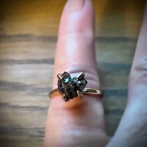 Black 2.75 Carat Raw Diamond Ring 14k Solid Gold.