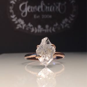 Raw Rose Gold Herkimer Diamond Ring/Gorgeous Rough Uncut Herkimer Diamond Rose Gold Ring./ Healing Crystal Ring/Free US Shipping. image 3