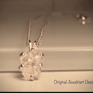 Raw Herkimer Diamond and Sterling Silver  Necklace./Free Shipping in the U.S.
