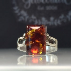 Amber Ring/Cognac Amber Ring/Tiny Amber Ring/Unique Amber Ring/Modern Amber Ring/ Organic Amber Ring/Free US Ship.