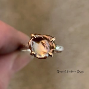 Rose Gold Pearl Ring/Blush Gold Pearl Ring/Keshi Pearl Ring/One of a Kind Ring/Baroque Pearl Ring/June&#39;s Birthstone/Free US Ship.