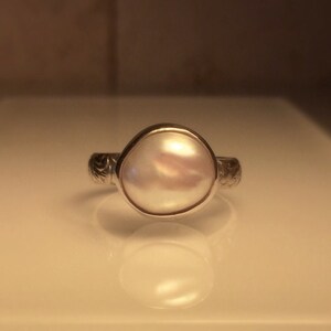 Pearl Ring/Natural Pearl Ring/Modern Pearl Ring/White Pearl Ring/Unique Pearl Ring/Upcycled Pearl Ring /Best Friend Gift/Free US Ship. image 5