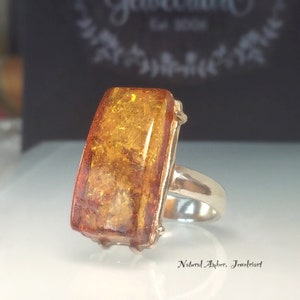 Amber Ring/Unique Amber Ring/Artisan Amber Ring/Geniune Amber Ring/Modern Amber Ring/ Organic Amber Ring/Free US Ship.