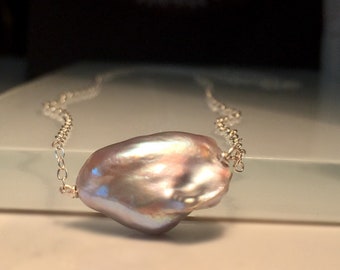 Perlenkette/Einzigartige Perlenkette/Zarte Natürliche Silber Perlenkette/Moderne Perlenkette/Freundin Geschenk/Kostenloses US Schiff.