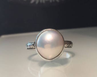 Pearl  Ring/Handmade Pearl Ring/Natural Pearl Sterling Silver Ring/Solitare Pearl Ring /Promise Ring/Free Shipping  in the US.