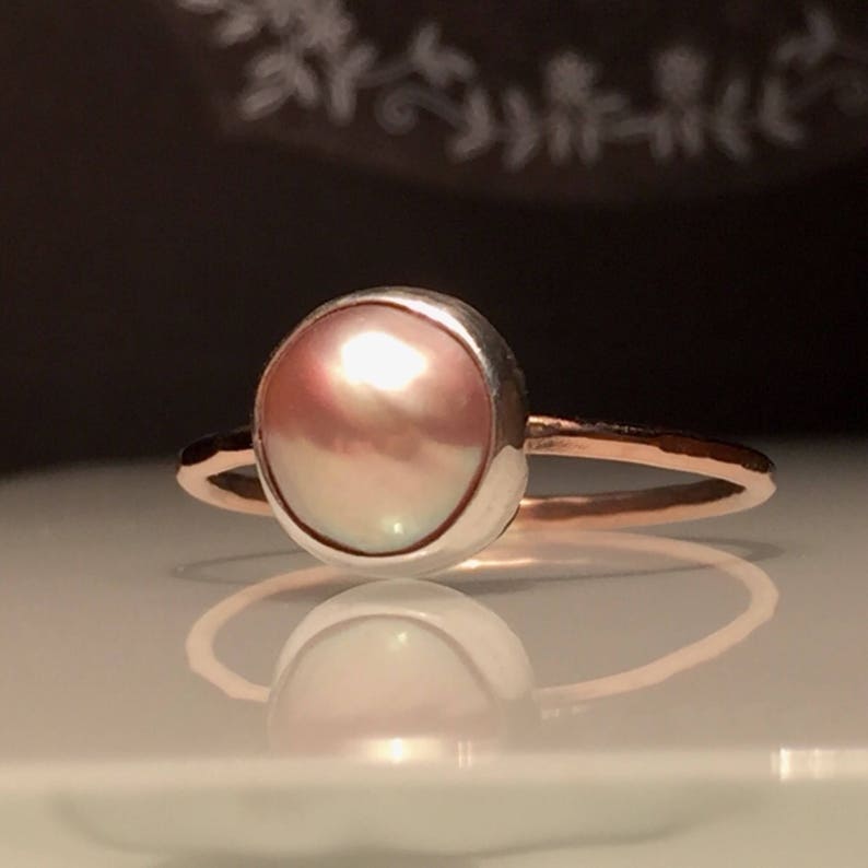 Rosegold Pearl RingRosegold Skinny Pearl RingPink Pearl RingSolitare Pearl RingBaroque Pearl RingFree US Ship.
