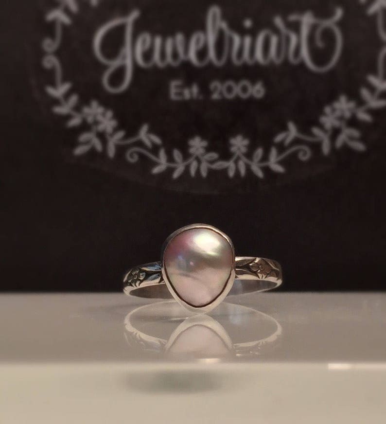 Blush Gold Pearl RingPink Pearl RingSolitare Pearl RingBlush Pearl Sterling Silver Statement Ring.Baroque Pearl RingJune/'s Birthstone