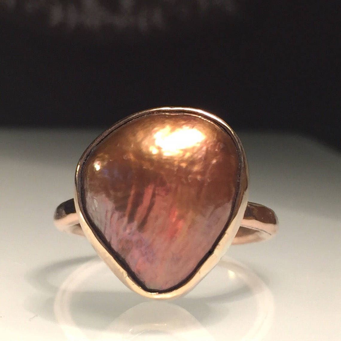 Gold Pearl Ring/natural Gold Pearl Ring/modern Pearl Etsy