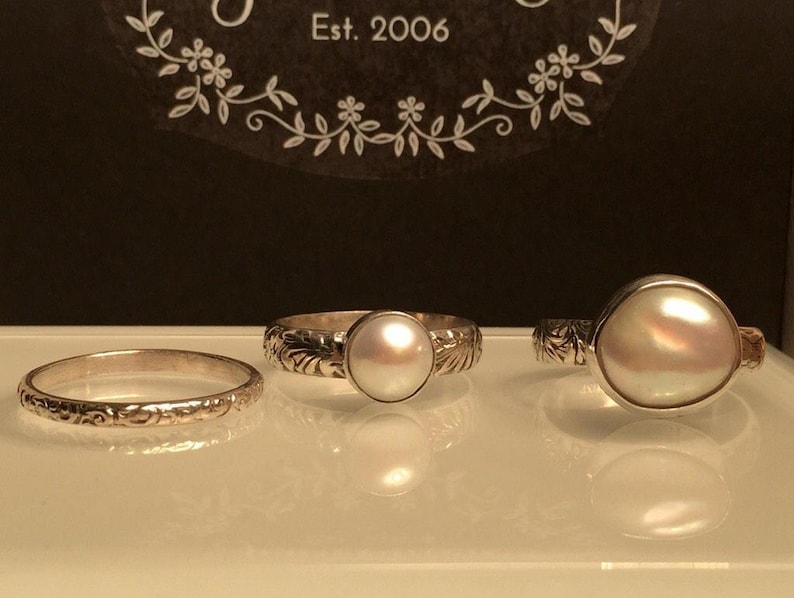 Solitare Pearl RingSilver Pearl RingHandmade Pearl and Sterling Silver Statement Ring.June/'s Birthstone Free Shipping in the US.