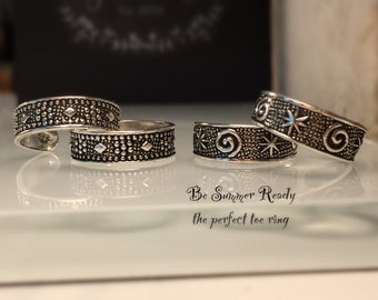 Anillo de plata para el dedo del pie/Anillo artesanal/Anillo de plata hecho a mano/Anillo único para el dedo del pie/Anillo de plata con banda/Envío gratuito a EE. UU.