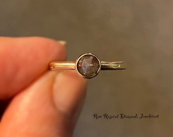 Anel de Ouro 14k com Diamante Lapidado em Rosa/Anel de Noivado Deslumbrante com Diamante Lapidado em Rosa/Anel de Noivado Exclusivo/Anel de Noivado de Origem Ética/Frete Grátis para os EUA.