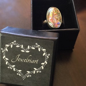 Handgemaakte abalone-ring./Unieke handgemaakte abalone- en sterlingzilveren statement-ring./Gratis verzending in de VS.