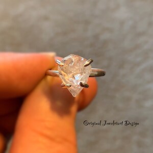 Raw Herkimer Diamond Ring/Gorgeous Rough Uncut Herkimer Diamond Silver Ring./ Healing Crystal Ring/Free US Shipping.