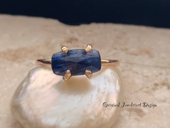 Rose Gold Royal Blue Kyanite Ring/Gorgeous Rosecut Kyanite Ring/Free US Shipping.