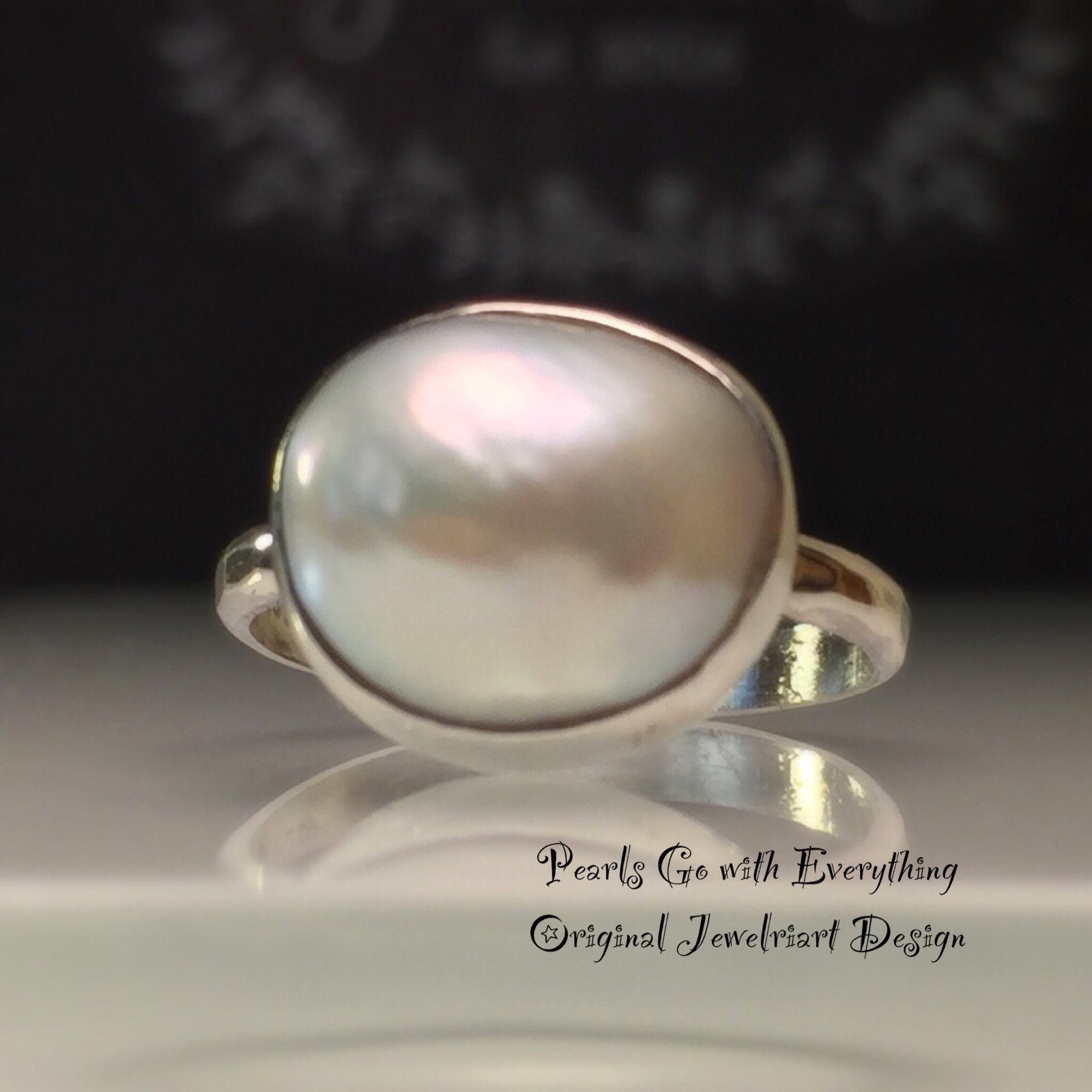 Pearl Ring/handmade Pearl and Sterling Silver Statement Ring Pearl Ring/handmade Pearl and Sterling Silver Statement Ring