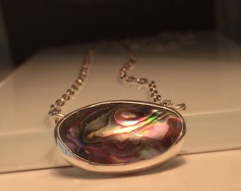 Handmade Abalone Necklace./Handmade Abalone and Sterling Silver Layering Necklace. Free Shipping in the US.