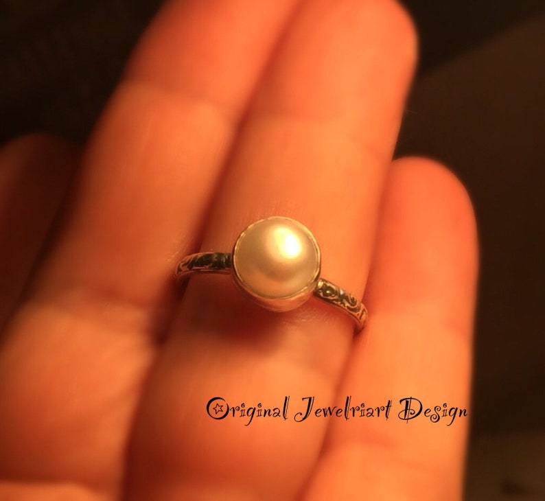 Tiny Pearl Ring/solitare Pearl Ring Set./pearl Promise Etsy