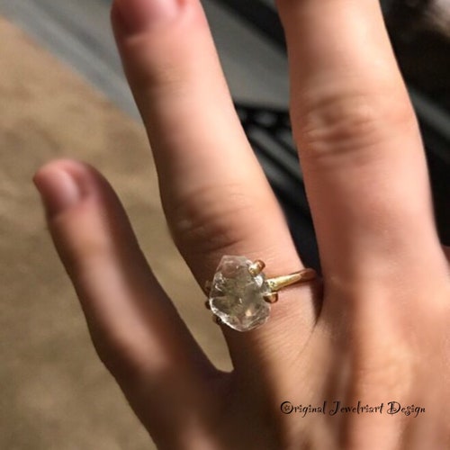 Raw Herkimer Diamond Ring/Gorgeous Rough Uncut Herkimer shops Diamond Silver Ring./ Healing Crystal Ring/Free US Shipping.