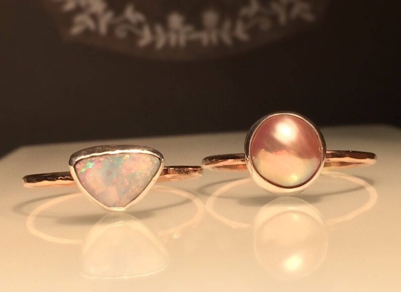 Rosegold Pearl RingRosegold Skinny Pearl RingPink Pearl RingSolitare Pearl RingBaroque Pearl RingFree US Ship.