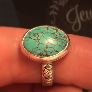 Natural Turquoise Ring/Handmade Turquoise Ring/Turquoise Silver Ring/Boho Ring/Girlfriend Gift/Free Shipping in the US.