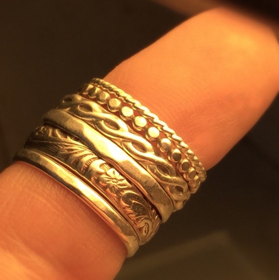 Silver Ring Set/Handmade Silver Ring/ Sterling Silver Stacking Ring Set./Boho Ring Set/Free Shipping in the US.