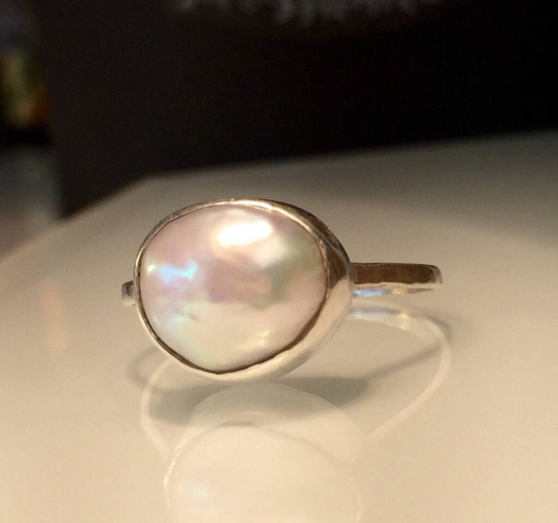 Pearl Ring/skinny Pearl Ring/modern Pearl Ring/natural White Etsy