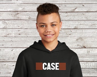 Sudadera con capucha unisex con logotipo personalizado a rayas para jóvenes con tractor JI Case. Totalmente autorizada. ¡Excelente regalo!