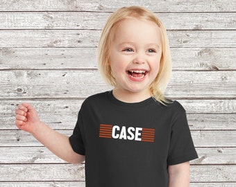 Camiseta unisex con logotipo personalizado a rayas para niños pequeños con tractor JI Case. Totalmente autorizada. ¡Excelente regalo!