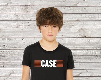 Camiseta unisex con logotipo personalizado a rayas para jóvenes de JI Case Tractor. Totalmente autorizada. ¡Excelente regalo!