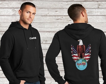 Sudadera con capucha personalizada con logotipo en la parte delantera y trasera, diseño de tractor Old Abe de JI Case, con licencia completa. ¡Un regalo increíble!
