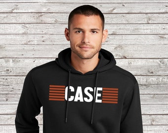 Sudadera con capucha y rayas del distrito del tractor JI Case con logotipo personalizado y licencia completa.