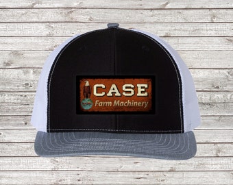 Gorra para tractor JI Case con letrero CASE desgastado y logotipo personalizado. ¡Diseño exclusivo con licencia!
