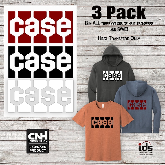 JI Case Tractor T-Shirt Logo Licensed Heat Transfer ONLY 9 5/8 x 4 7/8 DIY Make your Own Shirt! 3 Pack Available to Save!